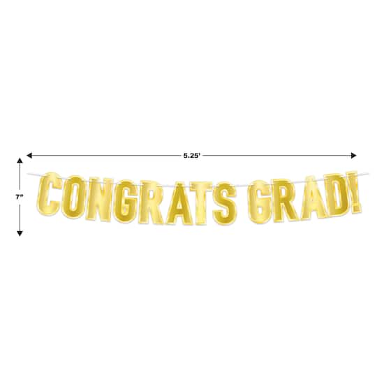 Beistle 5.25ft. Gold Foil Congrats Grad! Streamer